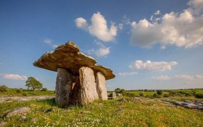 Clare, in west Ireland, is graced with inspiring sites like: The Burren National Park, St. Brigid’s Well, Pollnabrone Dolmen, and Bunratty Castle. #irelandtravel #wildatlanticway