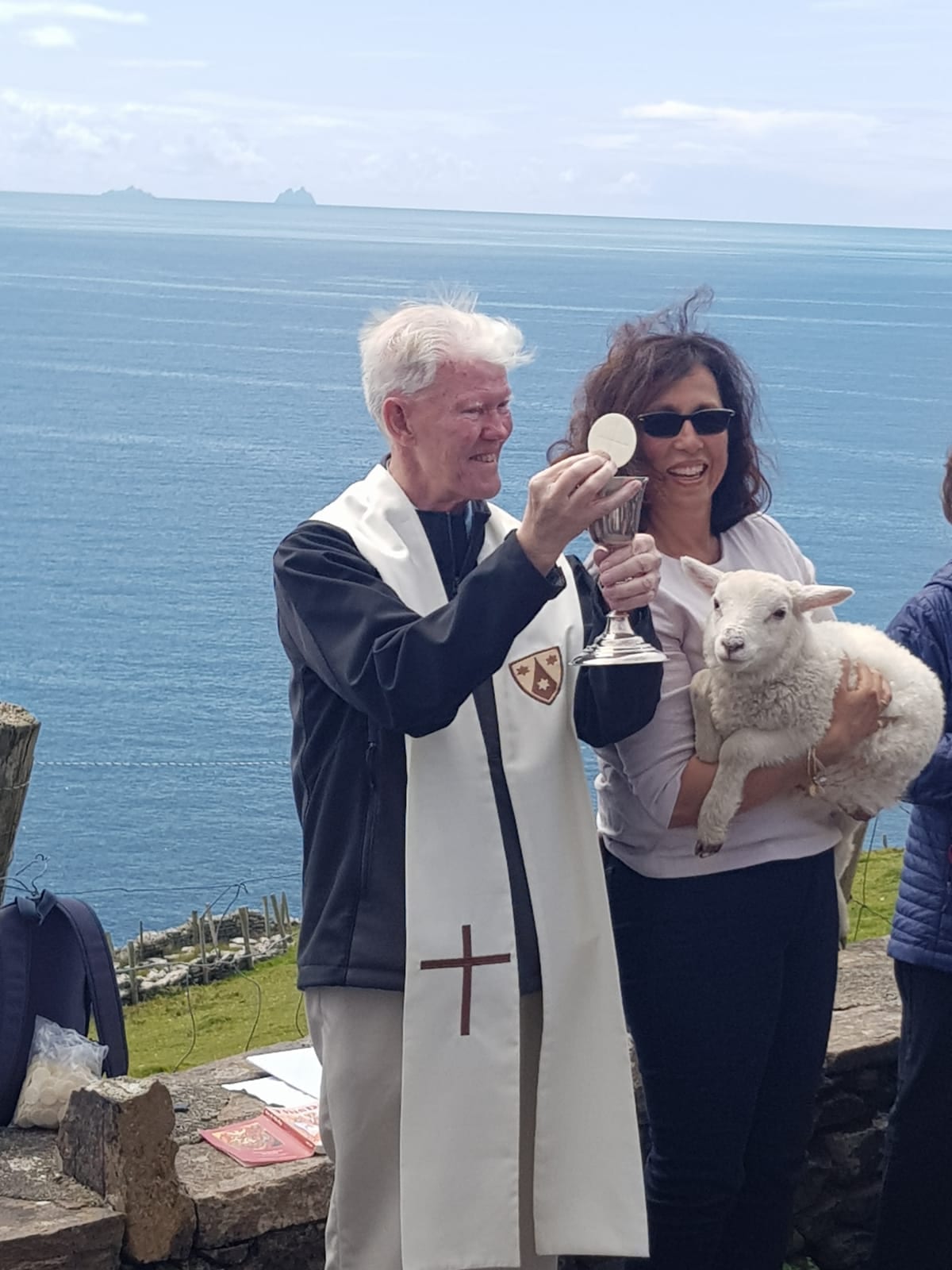 Father Denis Mahers Group Father Maher and Sheep