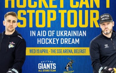 The #hockeycantstop tour will have @belfastgiants all-stars take on Ukrainian team, Dnipro Kherson on 19 April. If you would like to support go to https://www.gofundme.com/f/hockey-cant-stop-tour. 🏒⛸️