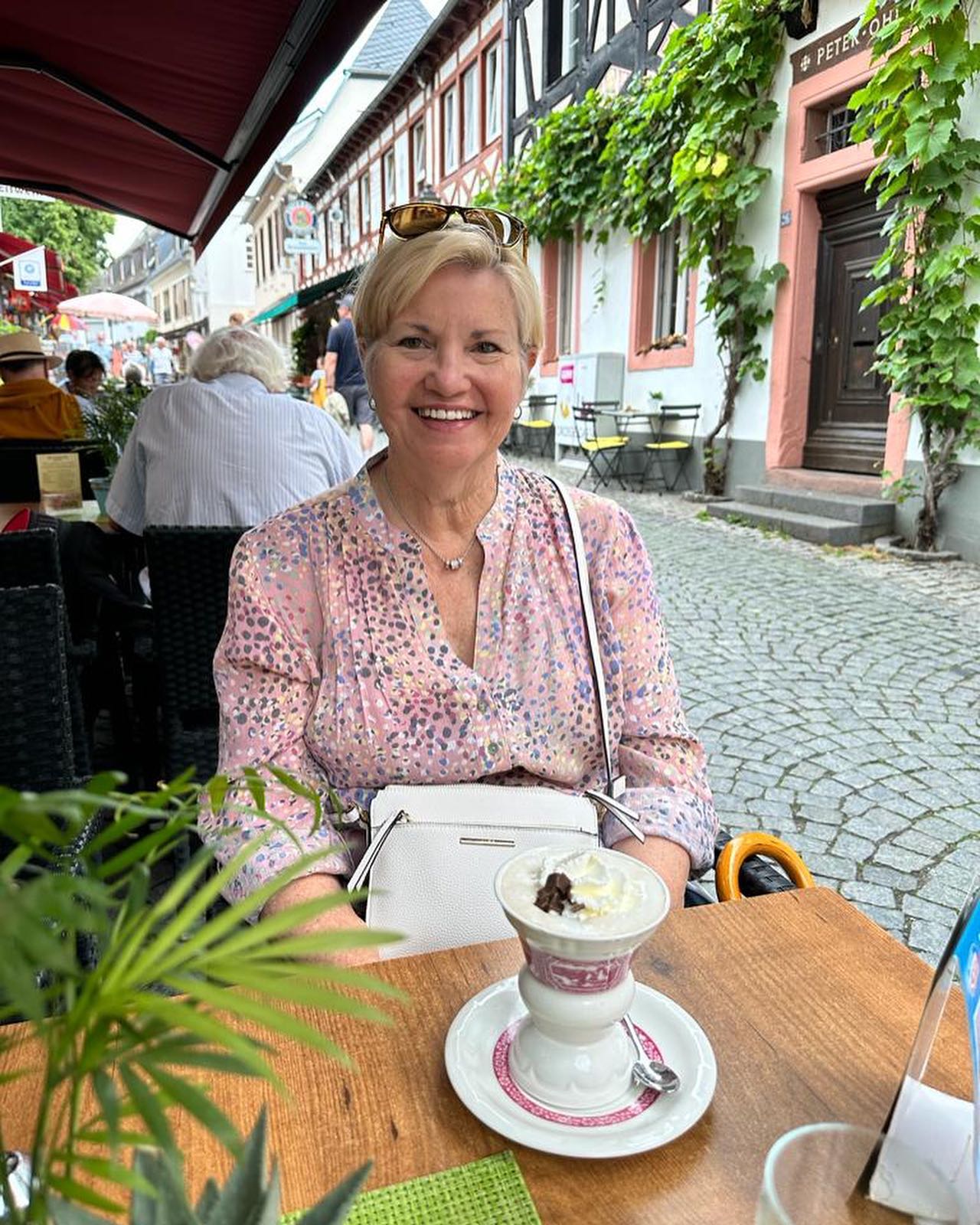 Some snaps from Ruthie over the weekend along the Rhine Gorge She saw over 20 stunning castles along its banks First stop was a small village of Rüdesheim Germany They left the village after a delicious cup of Rüdesheim coffee ️ 