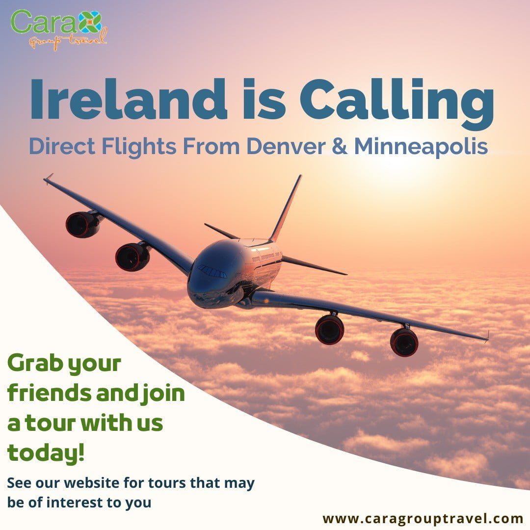 Denver and Minneapolis, Ireland is calling! There is a new non-stop flight to Ireland in 2024. Checkout our website for new tours traveling in 2024! You are not going to want and miss these.https://caragrouptravel.com/ireland-europe-tours/