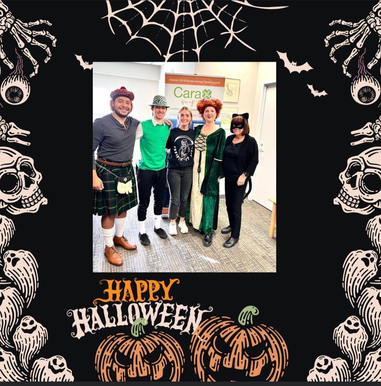 Happy Halloween from these Spooktacular Characters who have taken over Cara Group Travel today Fun Fact   did you know Halloween began in Ireland ☘️